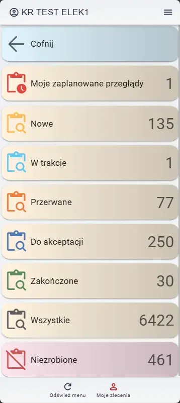 SimplyMobile CMMS Mobile-App – Techniker-Dashboard „Meine Aufträge“ mit Auftragszählern nach Status