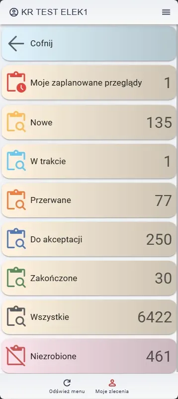 SimplyMobile CMMS mobile app — technician dashboard with work-order counters
