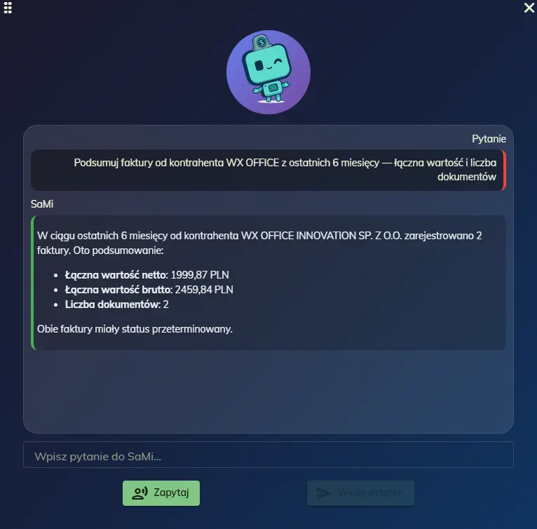 SaMi answering questions about your data via MCP (screenshot)